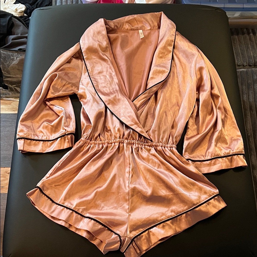 Fashion Nova Blush Satin Pajama Set